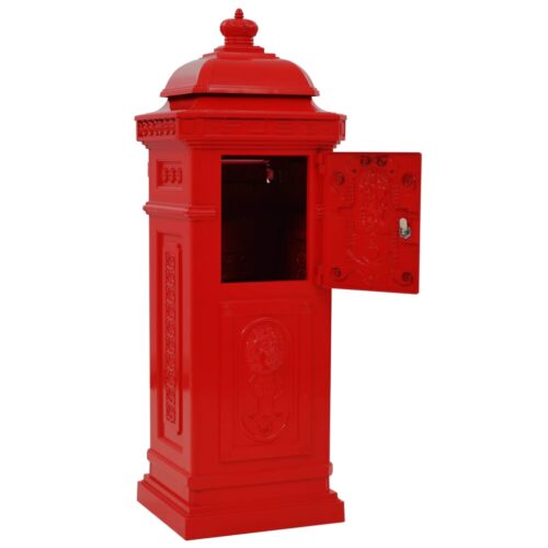 Pillar Letterbox Aluminium Vintage Style Rustproof Red - Image 9