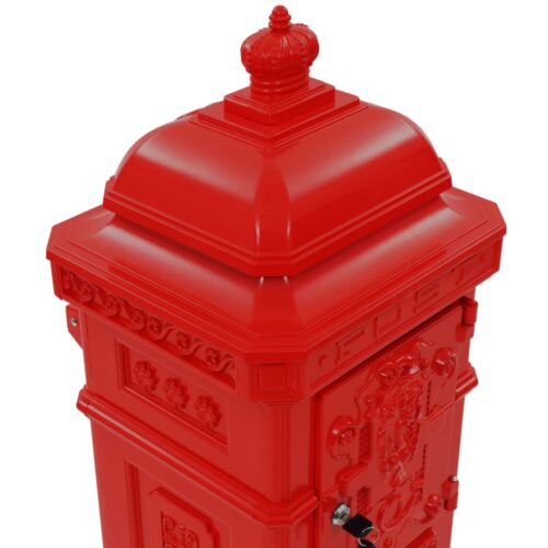Pillar Letterbox Aluminium Vintage Style Rustproof Red - Image 10