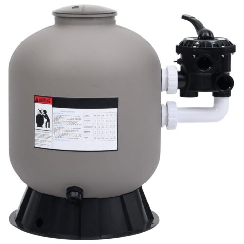 Pool Sand Filter with Side Mount 6-Way Valve Grey - Image 2
