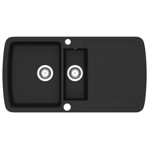 Granite Kitchen Sink Double Basin Black - Image 2