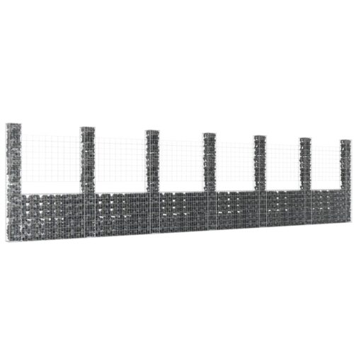U-shape Gabion Basket with 7 Posts Iron 740x20x200cm - Image 7