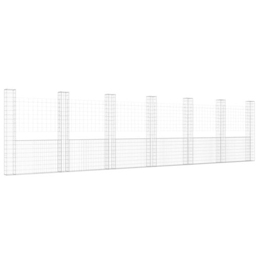 U-shape Gabion Basket with 7 Posts Iron 740x20x200cm