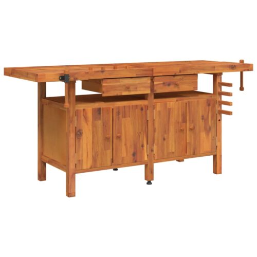 Workbench with Drawers Vices 192x62x83cm Solid Wood Acacia - Image 2
