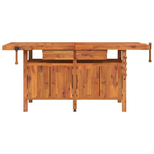Workbench with Drawers Vices 192x62x83cm Solid Wood Acacia - Image 3