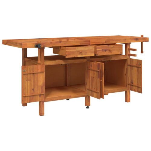 Workbench with Drawers Vices 192x62x83cm Solid Wood Acacia - Image 4
