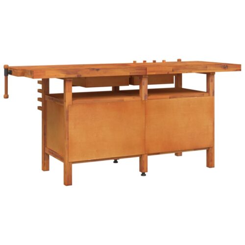 Workbench with Drawers Vices 192x62x83cm Solid Wood Acacia - Image 6