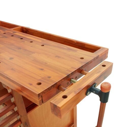 Workbench with Drawers Vices 192x62x83cm Solid Wood Acacia - Image 8