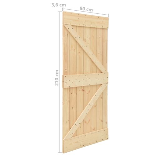 Sliding Barn Door with Hardware Set Roller Track Kit 90x210cm Solid Pine Wood - Image 11