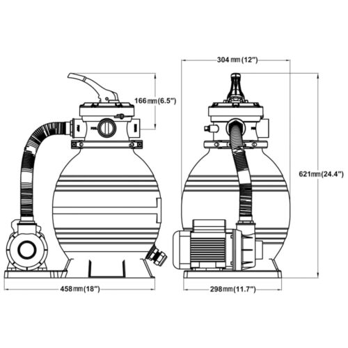 2pcs Sand Filter Pump 400W 11000LPH Above Ground Swimming Pools Cleaning - Image 6