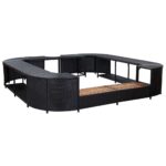 Square Spa Pool Tub Surround Rattan Bath Stand Bench Table Step Seat Black 268x55cm