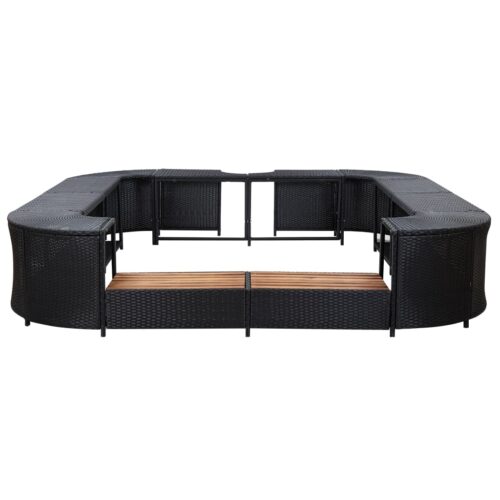 Square Spa Pool Tub Surround Rattan Bath Stand Bench Table Step Seat Black 268x55cm - Image 2