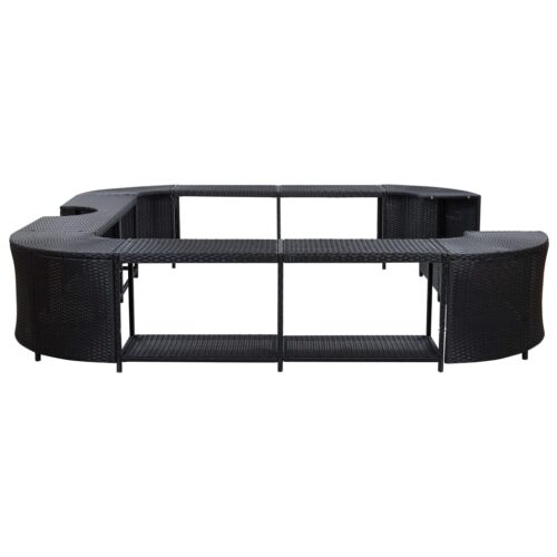 Square Spa Pool Tub Surround Rattan Bath Stand Bench Table Step Seat Black 268x55cm - Image 4