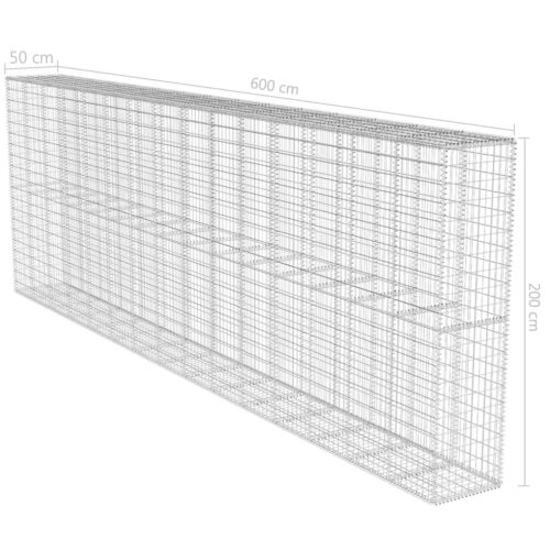 Gabion Wall with Cover Galvanised Steel 600x50x200cm - Image 6