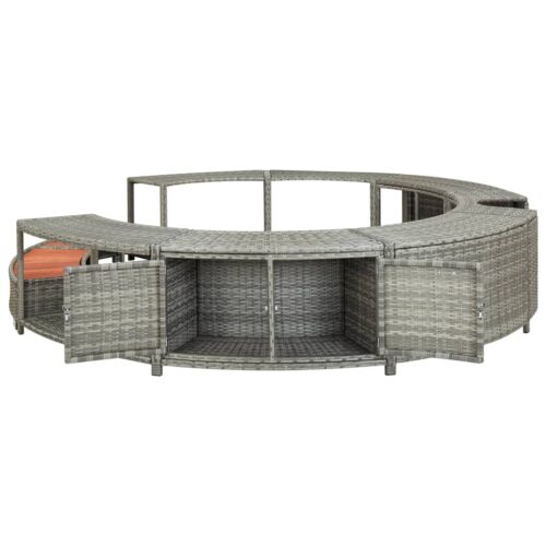 Hot Tub Surround Rattan Spa Bath Round Storage Stand Bench Table Step Seat Black - Image 5