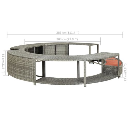 Hot Tub Surround Rattan Spa Bath Round Storage Stand Bench Table Step Seat Black - Image 8