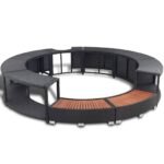 Hot Tub Surround Rattan Spa Bath Round Storage Stand Bench Table Step Seat Black