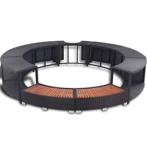 Hot Tub Surround Rattan Spa Bath Round Storage Stand Bench Table Step Seat Black - Image 4