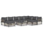10-Piece Garden Lounge Set with Cushions Anthracite Poly Rattan