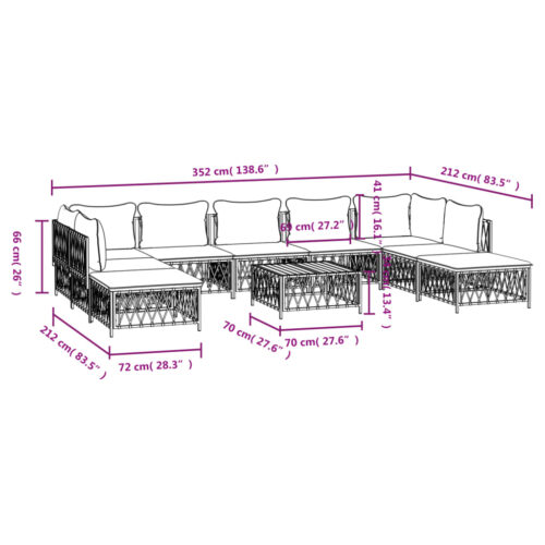 10-Piece Garden Lounge Set with Cushions Anthracite Steel - Image 10