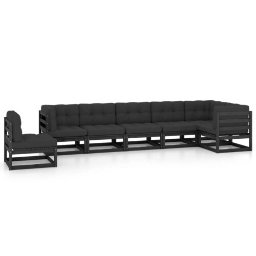 7-Piece Garden Lounge Set with Cushions Pine Wood Outdoor Patio Furniture