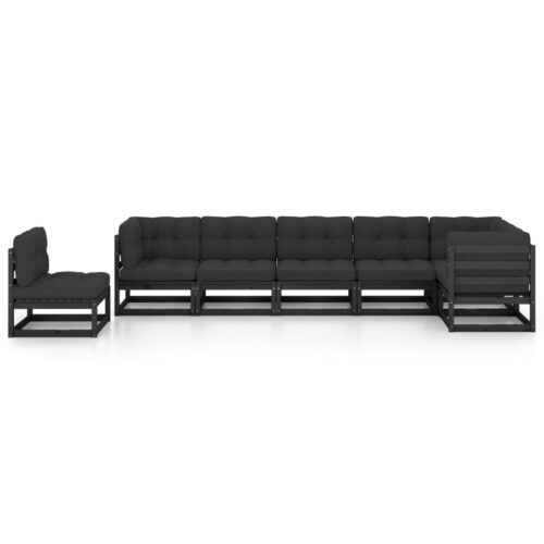 7-Piece Garden Lounge Set with Cushions Pine Wood Outdoor Patio Furniture - Image 3
