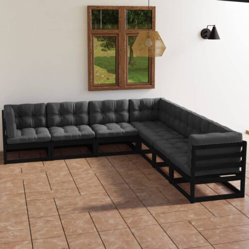 7-Piece Garden Lounge Set with Cushions Pine Wood Outdoor Patio Furniture - Image 2