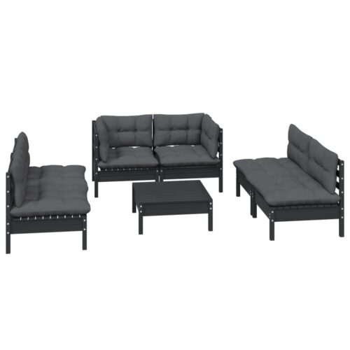7-Piece Garden Lounge Set with Cushions Pine Wood Outdoor Patio Furniture - Image 3