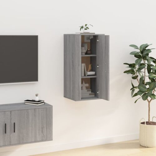 Wall Mounted TV Cabinet Grey Sonoma 40x34.5x80cm - Image 4