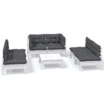 7-Piece Garden Lounge Set with Cushions Pine Wood Outdoor Patio Furniture