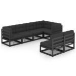 7-Piece Garden Lounge Set with Cushions Pine Wood Outdoor Patio Furniture