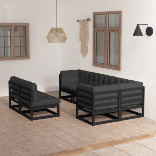 7-Piece Garden Lounge Set with Cushions Pine Wood Outdoor Patio Furniture - Image 2