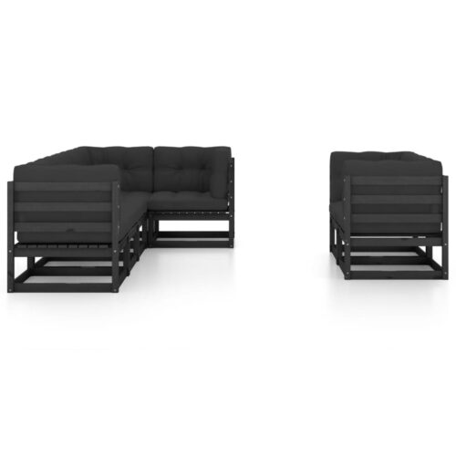 7-Piece Garden Lounge Set with Cushions Pine Wood Outdoor Patio Furniture - Image 3