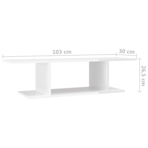 Wall Mounted TV Cabinet High Gloss White 103x30x26.5cm - Image 5