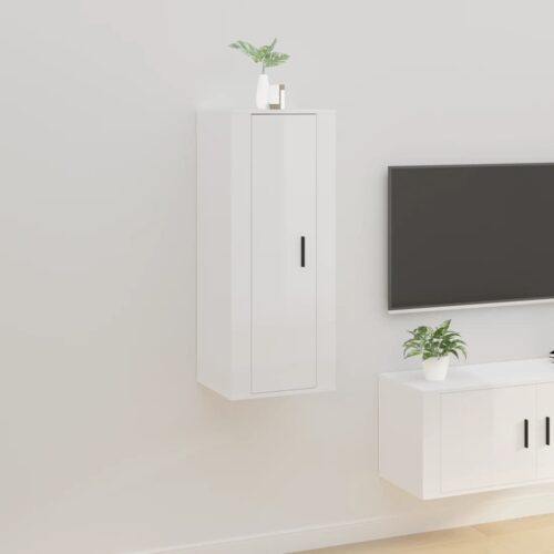 Wall Mounted TV Cabinet High Gloss White 40x34.5x100cm - Image 2