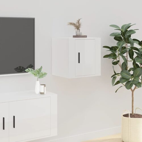 Wall Mounted TV Cabinet High Gloss White 40x34.5x40cm - Image 2
