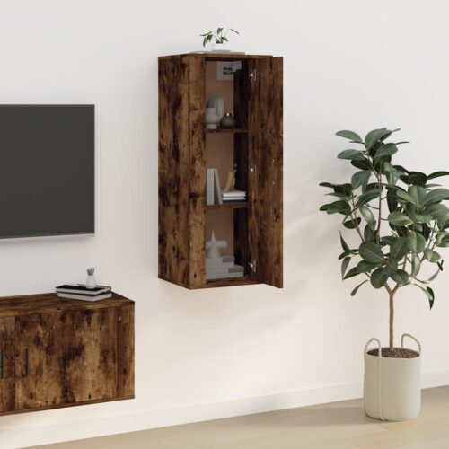 Wall Mounted TV Cabinet Smoked Oak 40x34.5x100cm - Image 4