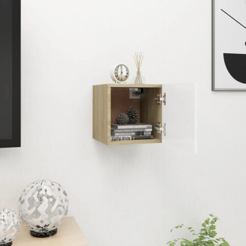 Wall-Mounted TV Cabinet White Sonoma Oak 30.5x30x30cm - Image 2