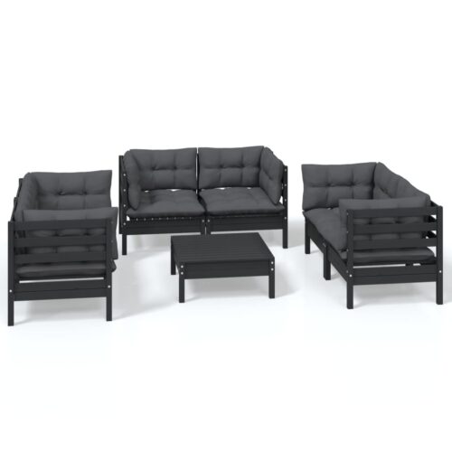 7-Piece Garden Lounge Set with Cushions Pine Wood Outdoor Patio Furniture