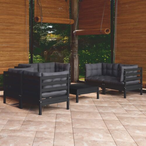 7-Piece Garden Lounge Set with Cushions Pine Wood Outdoor Patio Furniture - Image 2