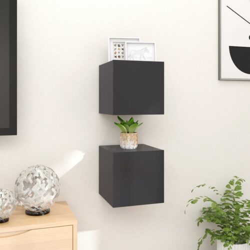 Wall Mounted TV Cabinets 2pcs Grey 30.5x30x30cm - Image 2