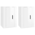 Wall Mounted TV Cabinets 2pcs High Gloss White 40x34.5x60cm