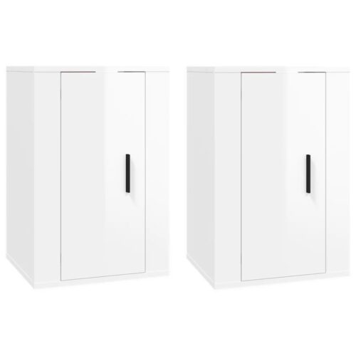 Wall Mounted TV Cabinets 2pcs High Gloss White 40x34.5x60cm