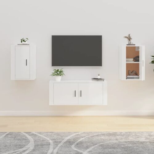Wall Mounted TV Cabinets 2pcs High Gloss White 40x34.5x60cm - Image 2