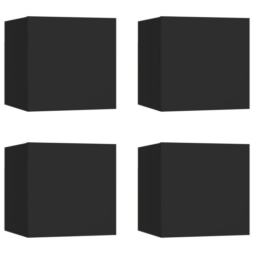 Wall Mounted TV Cabinets 4pcs Black 30.5x30x30cm