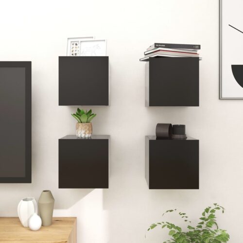Wall Mounted TV Cabinets 4pcs Black 30.5x30x30cm - Image 2