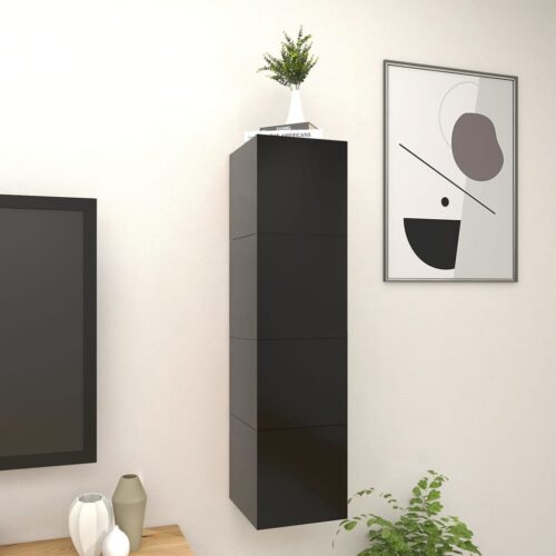 Wall Mounted TV Cabinets 4pcs Black 30.5x30x30cm - Image 3