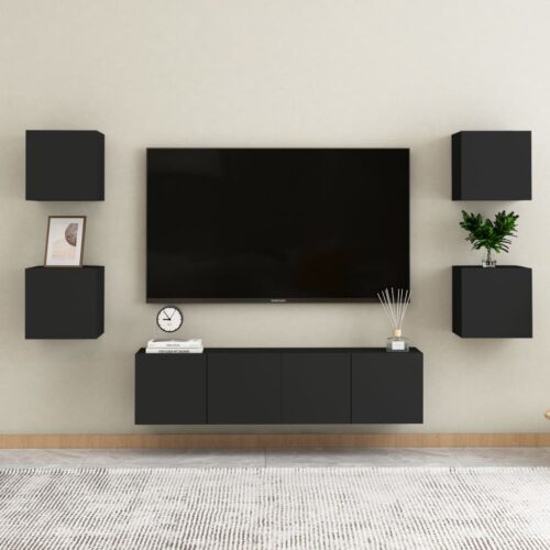 Wall Mounted TV Cabinets 4pcs Black 30.5x30x30cm - Image 4