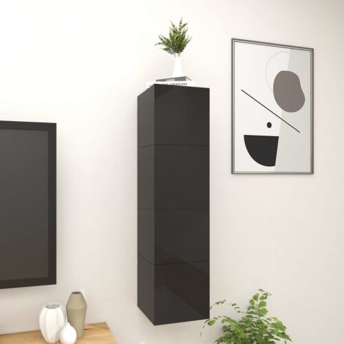 Wall Mounted TV Cabinets 4pcs High Gloss Black 30.5x30x30cm - Image 3