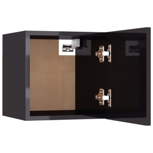 Wall Mounted TV Cabinets 4pcs High Gloss Grey 30.5x30x30cm - Image 10