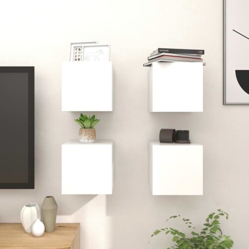 Wall Mounted TV Cabinets 4pcs High Gloss White 30.5x30x30cm - Image 2